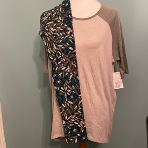 LuLaRoe Irma Slub Knit Olive green/tan XS and OS leggings